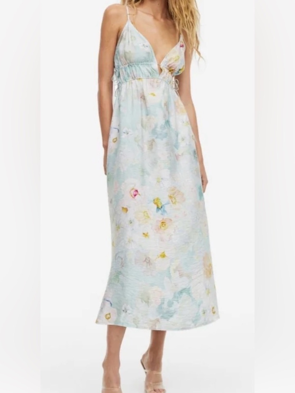 H&M Light Floral V‑Neck Maxi Dress